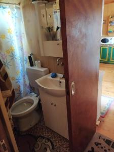 a bathroom with a toilet and a sink at σπίτι - αγρόκτημα in Porto Heli