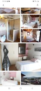 een collage van foto's van een hotelkamer bij Villa Alba cerca de Sitges in Canyelles