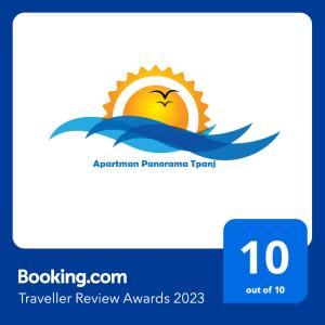 un logotipo para los premios a la revisión de viajes en Apartments Panorama, en Trpanj