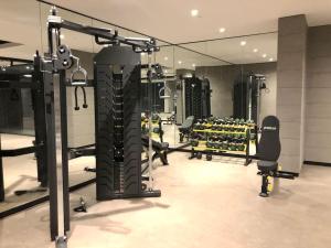 ein Fitnessraum mit Fitnessraum mit viel Ausrüstung in der Unterkunft Luxury apartment - pool, parking & gym in Beyoglu ( BNS 76 ) in Istanbul
