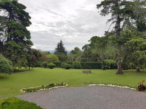 park z ławką pośrodku pola w obiekcie Amplia Casona de Estilo en La Falda w mieście La Falda