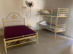 Ouoran的住宿－Auberge Keur Ely，一间卧室配有两张双层床。