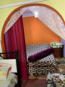 a bed with a canopy in a room at House Naïma in Rabat