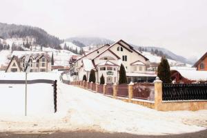 ヴァトラ・ドルネイにあるPensiune Domeniul Stancaの雪に覆われた村