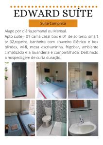 kolaż różnych zdjęć łazienki w obiekcie Edward Suíte Manaus 03 w mieście Manaus