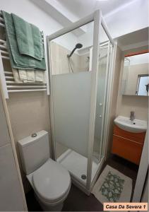 リスボンにあるCasa Da Severa Apartmentsの小さなバスルーム(トイレ、シンク付)