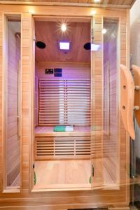 a sauna with a bench in a room at Holiday house with a parking space Krapina, Zagorje - 20452 in Krapina