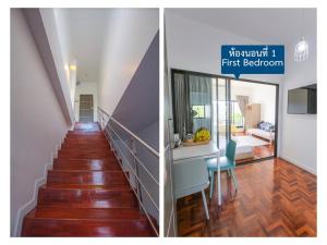 two pictures of a staircase in a house at The Little Siri in Chiang Mai