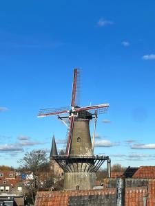 a windmill sitting on top of a roof at De Haven in Zierikzee