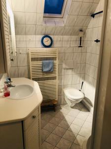 y baño con lavabo y aseo. en Ferienwohnung Ober Widdersheim en Nidda
