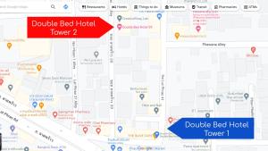 mapa de la torre del hotel con cama doble en Double Bed Hotel, en Bangkok