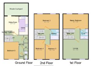 two floor plans of a house at 14 Oxford Mews - 5 Star Living for up to 10 People in Southampton +24 photos