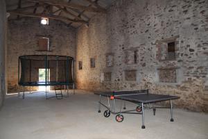 a room with two ping pong tables in it at A la Haute Bouillere in Chavagnes-les-Redoux