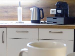 Küche/Küchenzeile in der Unterkunft Modernes Apartment mit Queensize-Bett, NETFLIX, Küche, Erdgeschoss, Nähe AMEOS Klinik