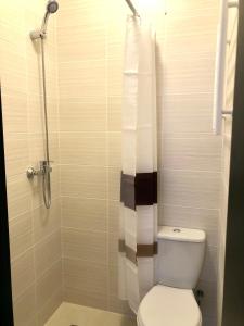 uma casa de banho com um WC e um chuveiro em Apart Hotel in a complex Semycvit em Lviv