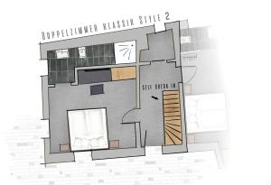 a floor plan of a building with an open door at H+M Boarding Houses in Lauf an der Pegnitz