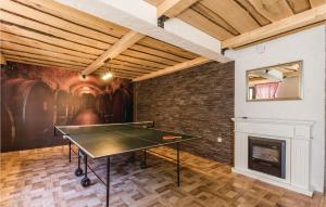 a ping pong table in a room with a fireplace at 4 Bedroom Awesome Home In Matulji in Matulji