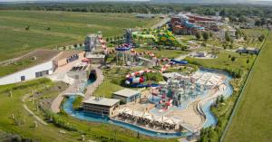 an aerial view of an amusement park with a water park at Apartmán Sebina in Drnholec