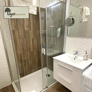 Kúpeľňa v ubytovaní Liget Hévíz Apartman + 5 fotografií