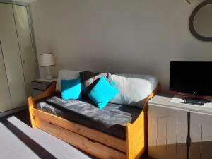 TV a/nebo společenská místnost v ubytování Appartement cosy pour 4, pieds des pistes, Les Menuires, wifi, animaux ok - FR-1-574-42