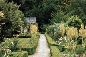 a garden with bushes and trees and a walkway at Fritton Lake - The Clubhouse in Great Yarmouth