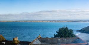 een uitzicht op een grote hoeveelheid water bij Number One - Stones Court in St Ives