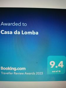 Certifikát, hodnocení, plakát nebo jiný dokument vystavený v ubytování Casa da Lomba