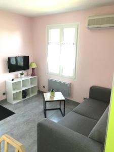 TV a/nebo společenská místnost v ubytování Gîte du moulin