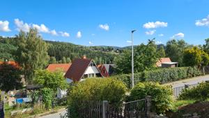 a residential neighborhood with houses and a road at Ferienhaus Marx in Sebnitz