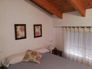 een slaapkamer met een bed en een raam bij Casa La Higuera in Chulilla