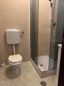 a bathroom with a toilet and a shower at Roma Guest House in Rome