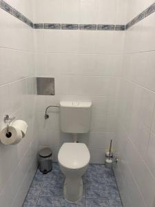 a bathroom with a toilet and a toilet paper dispenser at Dachterrasse für 4 Personen in Vienna