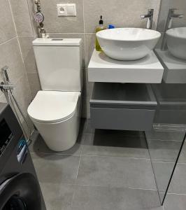 uma casa de banho com um WC e um lavatório em Cozy apartment em Yerevan