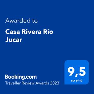 Certifikát, ocenenie alebo iný dokument vystavený v ubytovaní Casa Rivera Río Jucar