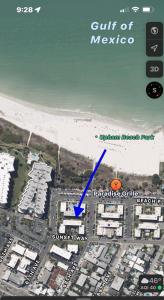 a map of the gulf of mexico with a blue arrow at Updated St. Pete Beachside Condo in St. Pete Beach