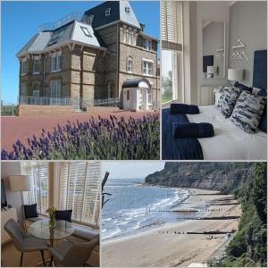 a collage of pictures of a house and a bedroom at 1 Bed Apartment - Sea view in Shanklin