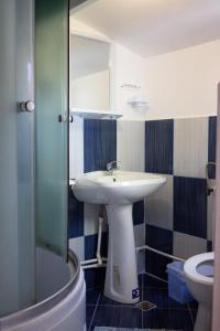 a bathroom with a sink and a toilet at Satul de Vacanta Campo Euro Club in Partizanii