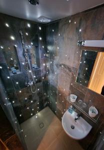 La salle de bains est pourvue d'une douche, d'un lavabo et de toilettes. dans l'établissement Canterbury Black Horse, à Canterbury