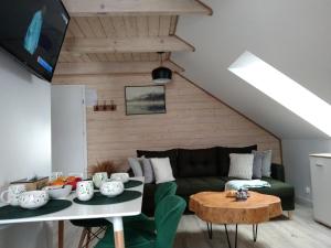 Televízia a/alebo spoločenská miestnosť v ubytovaní Apartamenty Równia 2