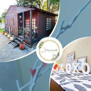 eine Darstellung eines Hauses mit einem Foto davon in der Unterkunft Jakaranda Cabin - Self Catering Apartment in Secunda