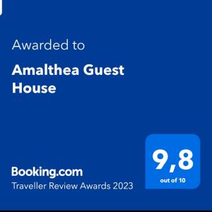 una schermata dell'aamslie guest house con il testo aggiornato ad anima guest di Amalthea Guest House a Città di Kos