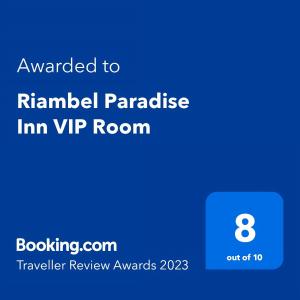 Πιστοποιητικό, βραβείο, πινακίδα ή έγγραφο που προβάλλεται στο Riambel Paradise Inn Private Apartment
