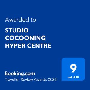 Certifikát, ocenenie alebo iný dokument vystavený v ubytovaní STUDIO COCOONING HYPER CENTRE