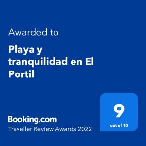 a screenshot of a cell phone with the text awarded to playaway translated en eff at Apartamento a pie de playa en El Portil in El Portil