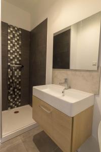 een badkamer met een wastafel en een douche bij Atelier Arthaud in Brest