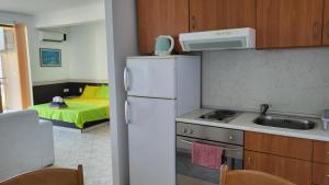 Kuchyň nebo kuchyňský kout v ubytování Апартамент Blue sky