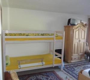 a bunk bed with two bunk beds in a room at Wohnung mit herrlichem Blick auf den Pilatus in Weggis