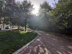 una persona montando una bicicleta por una calle arbolada en Piso Bilbao San Mamés, en Bilbao 2 fotos más