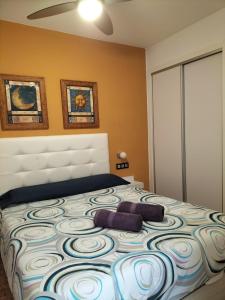 ein Schlafzimmer mit einem großen Bett in einem Zimmer in der Unterkunft Aitana Apartment in Gran Alacant