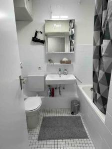 ein Badezimmer mit einem WC, einem Waschbecken und einer Badewanne in der Unterkunft Ferienwohnung in Freudenstadt-Kniebis in Freudenstadt